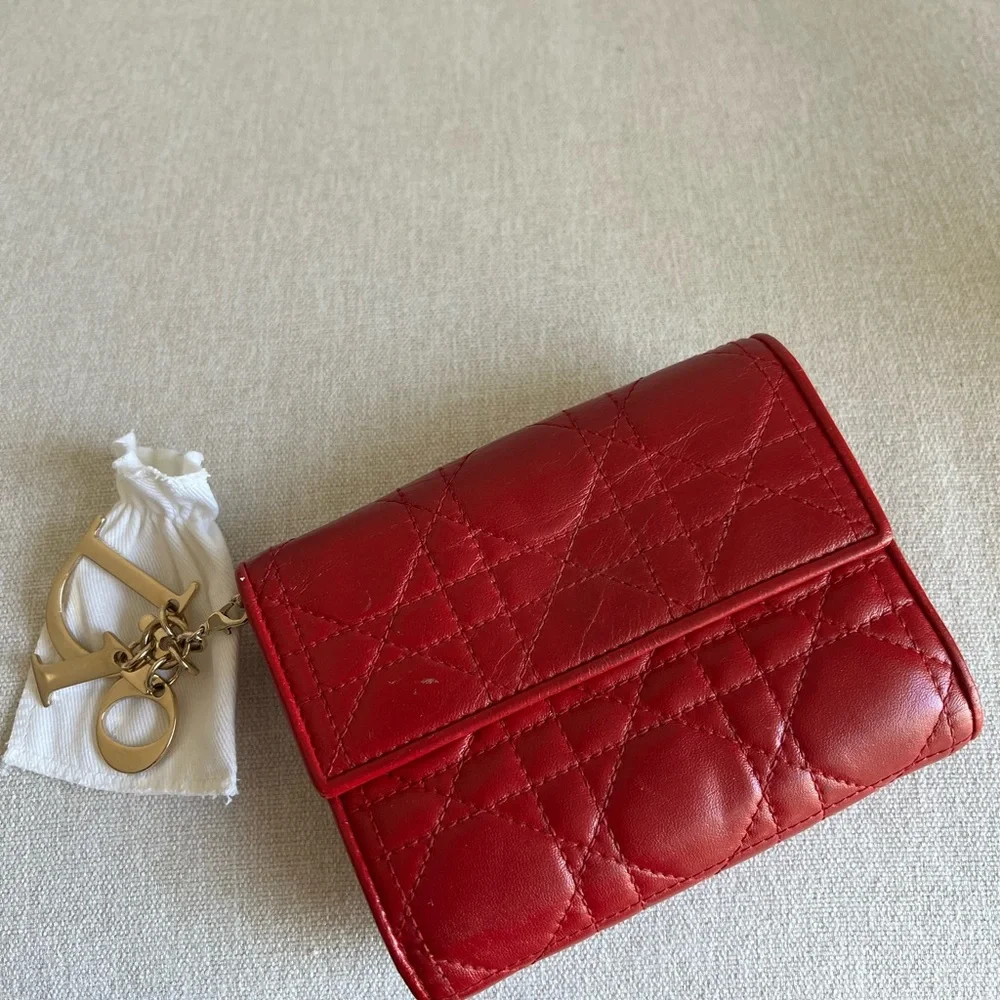 Dior Red Quilted Wallet